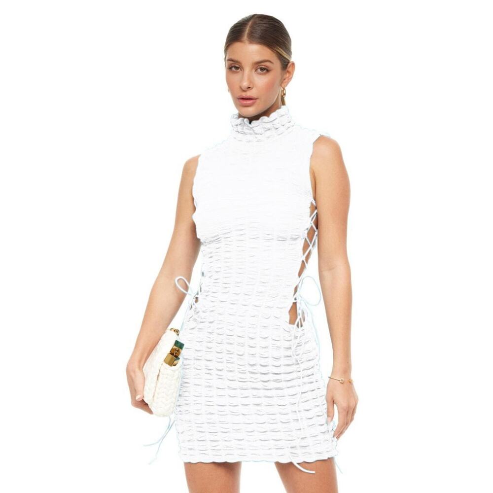 YG COLLECTION: Malvina Strap Up Mini Dress - White